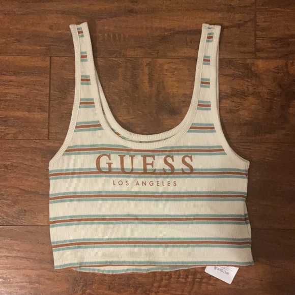 New Without Tags Guess White Striped Crop Top - Picture 3 of 10